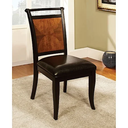 Set of 2 Dining Side Chairs with Faux Leather Seats